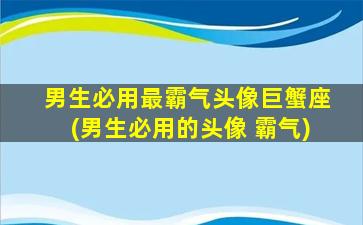 男生必用最霸气头像巨蟹座(男生必用的头像 霸气)